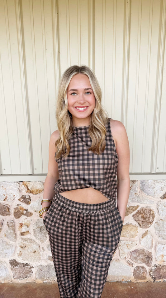 Gingham Two Piece Pant Set