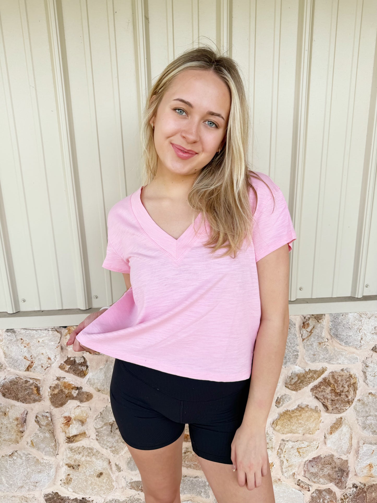 Pink Til V-neck Baby Top