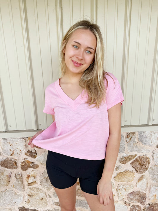 Pink Til V-neck Baby Top