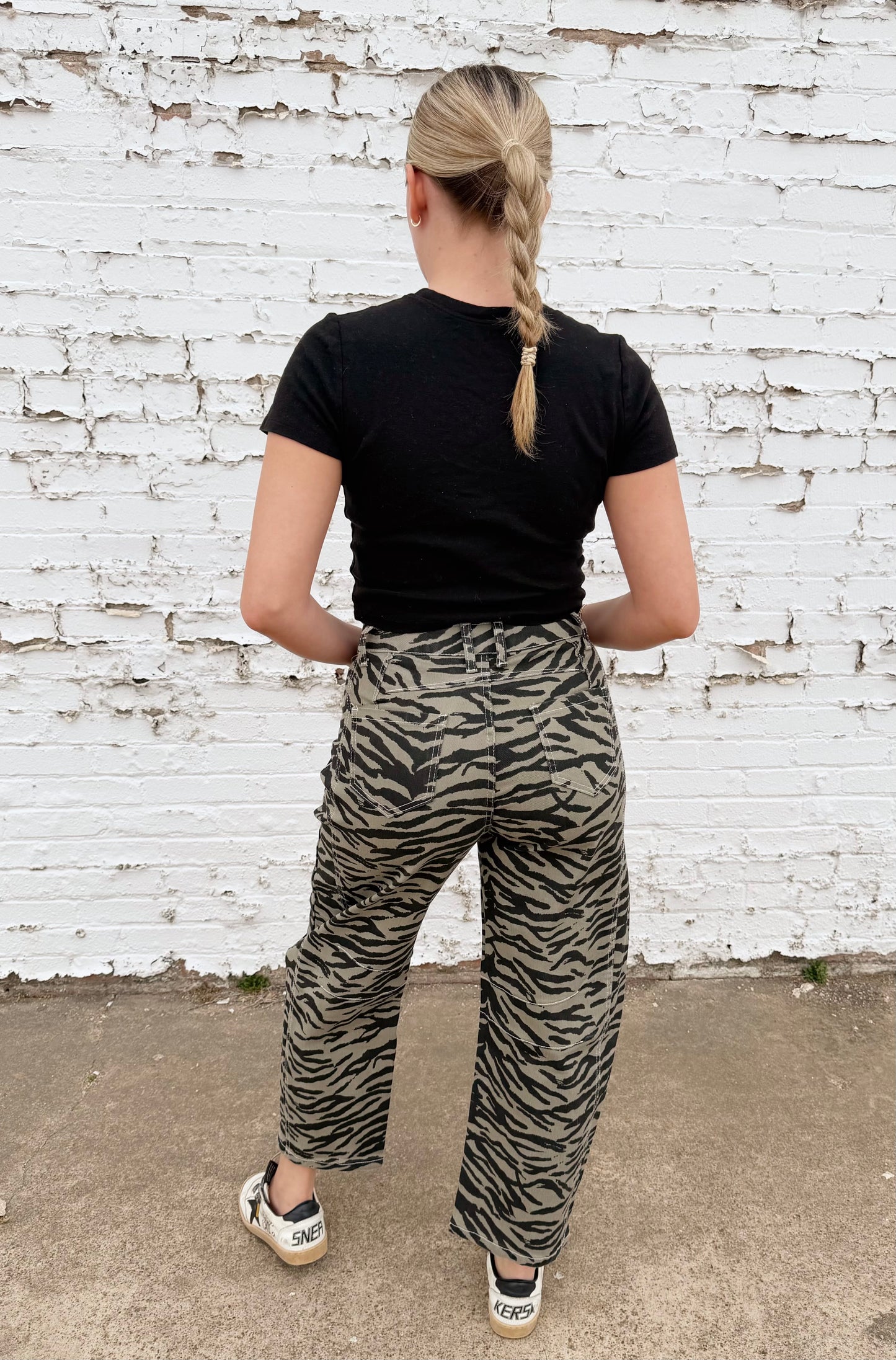 Zebra Stripe Barrel Pants