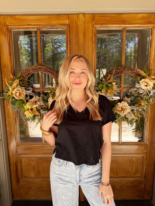 Black Til V-neck Baby Top