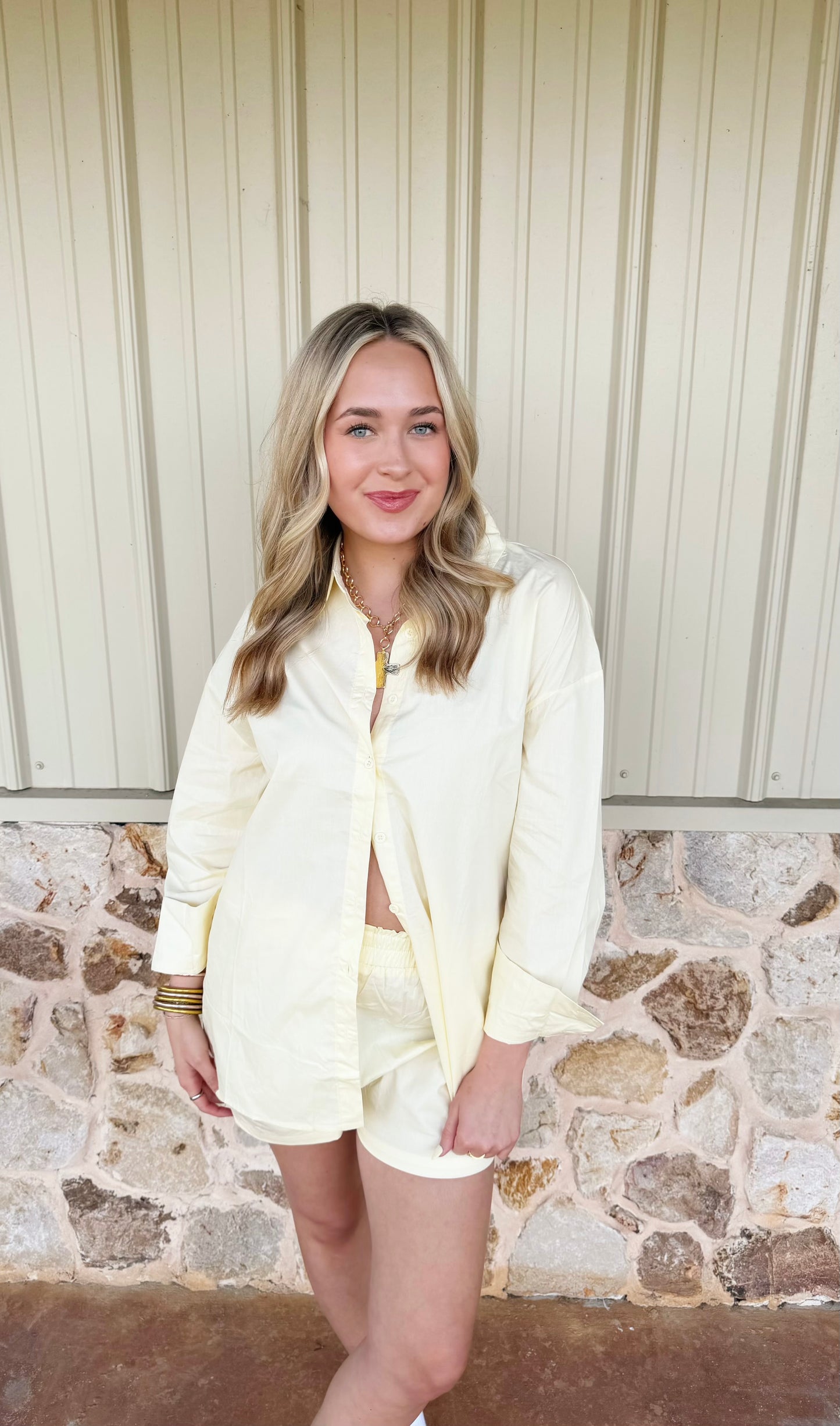 Yellow Two Piece Button Down Set