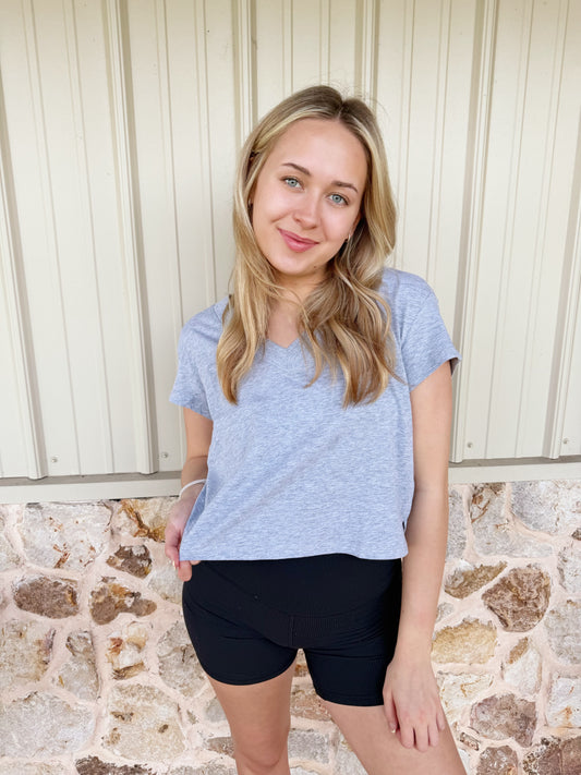 Gray Til V-neck Baby Top