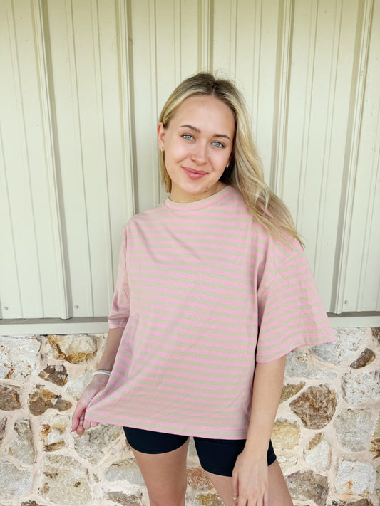 Oat Oversize Stripe Boyfriend Tee