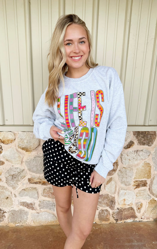Black Polka Dot Drawstring Shorts