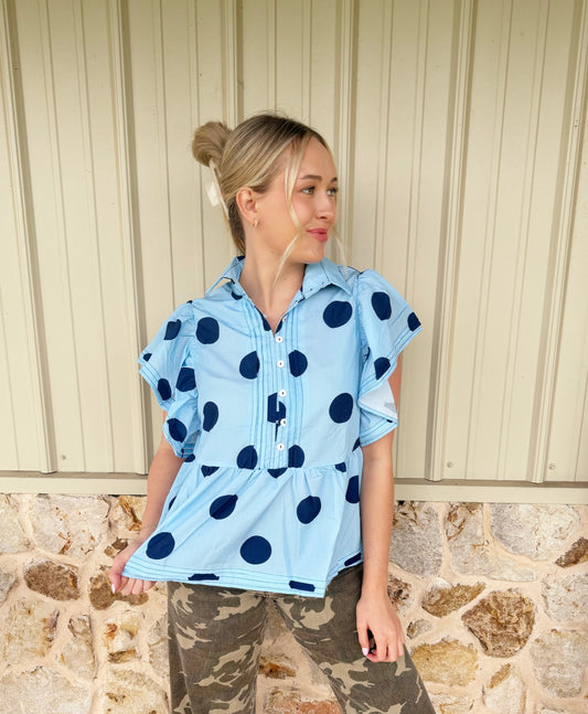 Polka Dot Ruffled Top