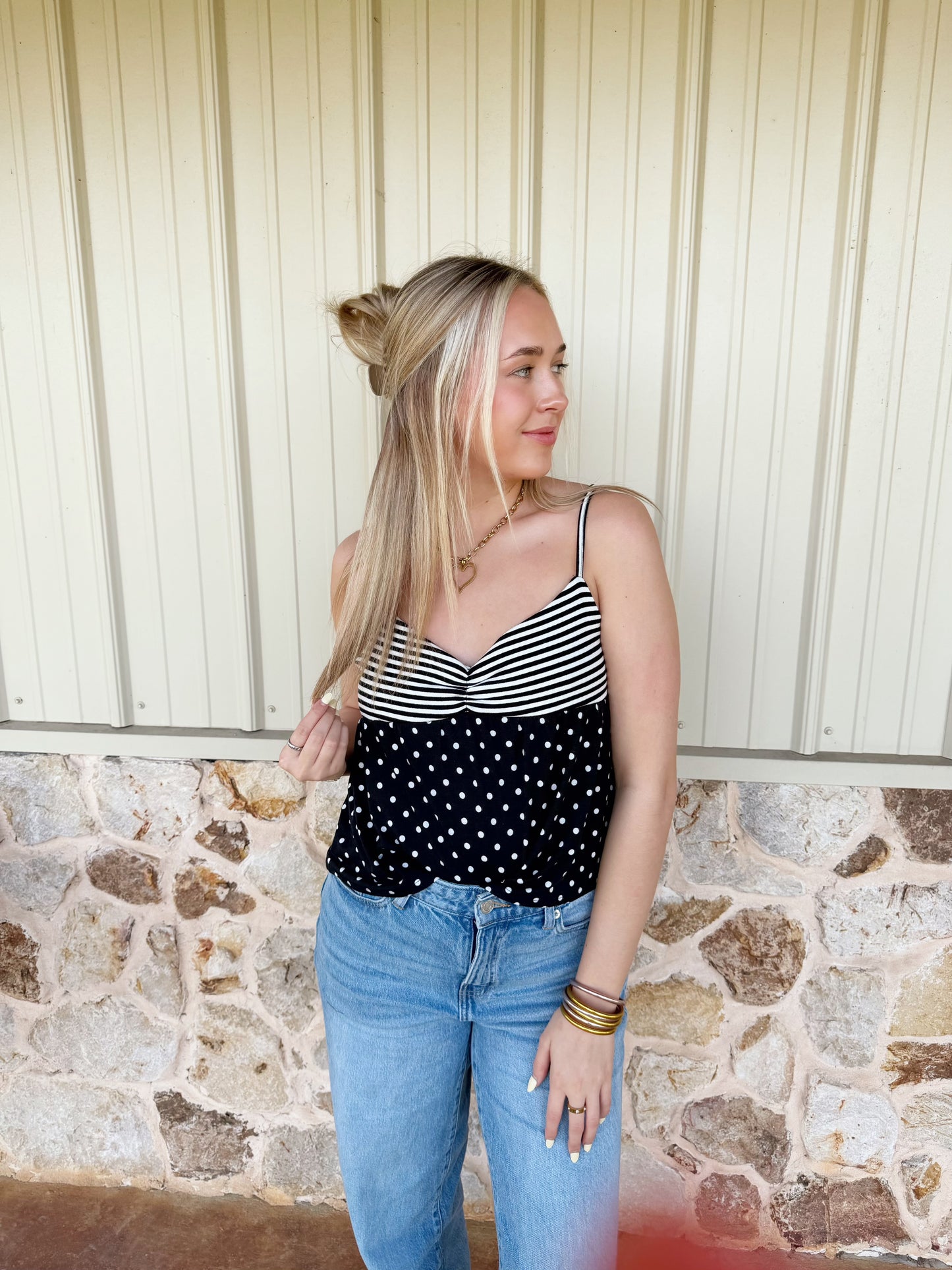 Striped And Polka Dot Tank Top