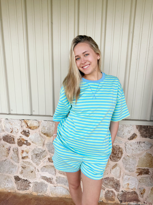 Green Stripe Short Set