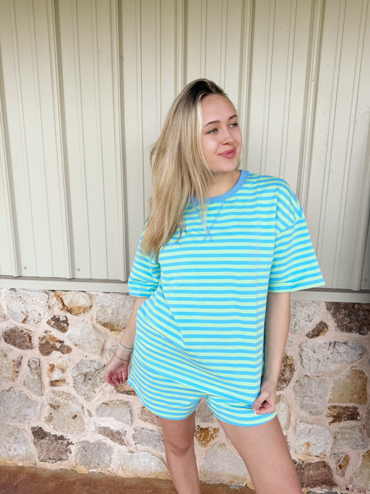 Green Stripe Short Set