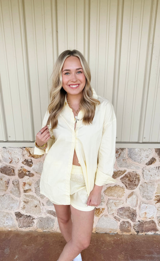 Yellow Two Piece Button Down Set