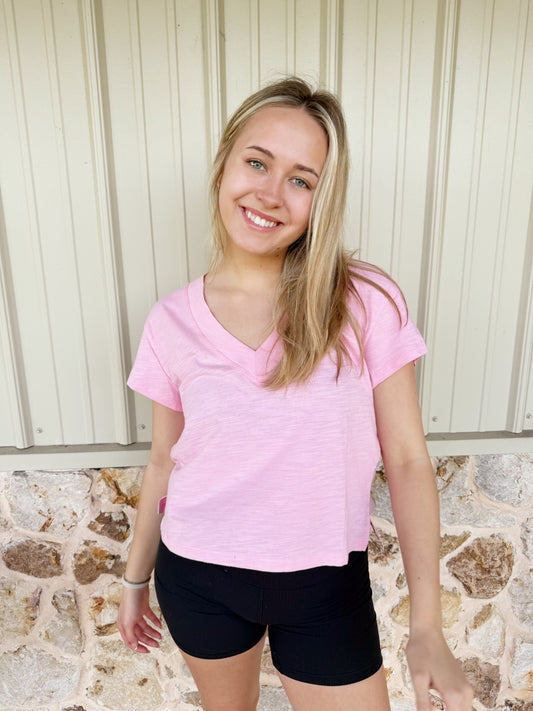 Pink Til V-neck Baby Top