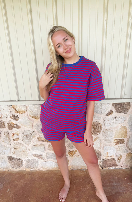 Red Stripe Short Set