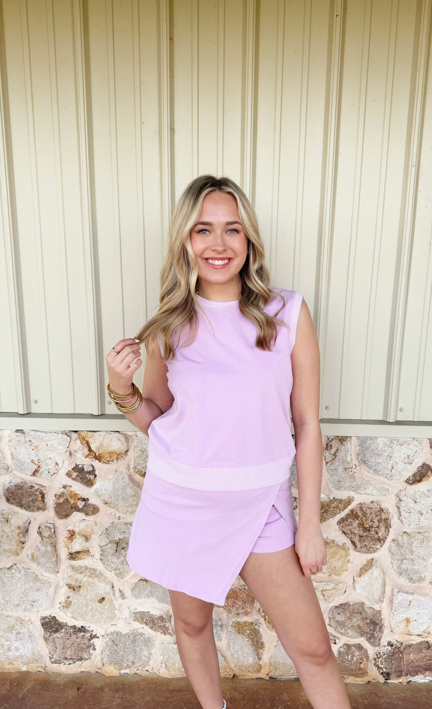 Purple Split Skirt Set