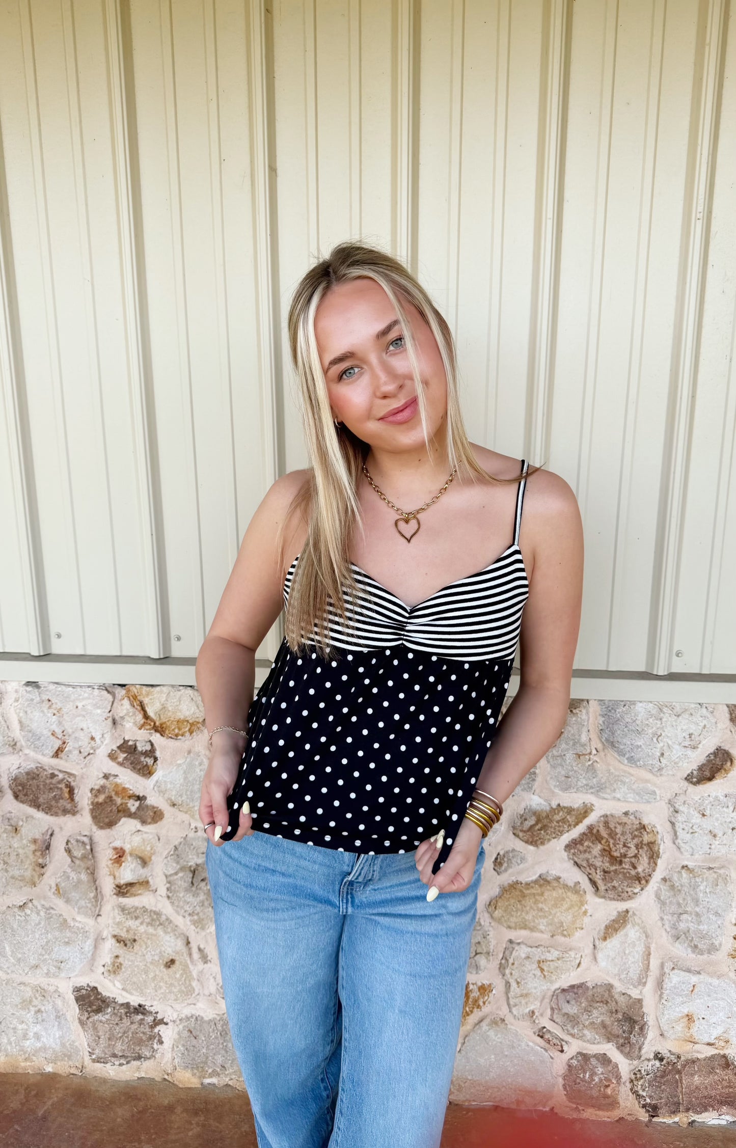 Striped And Polka Dot Tank Top