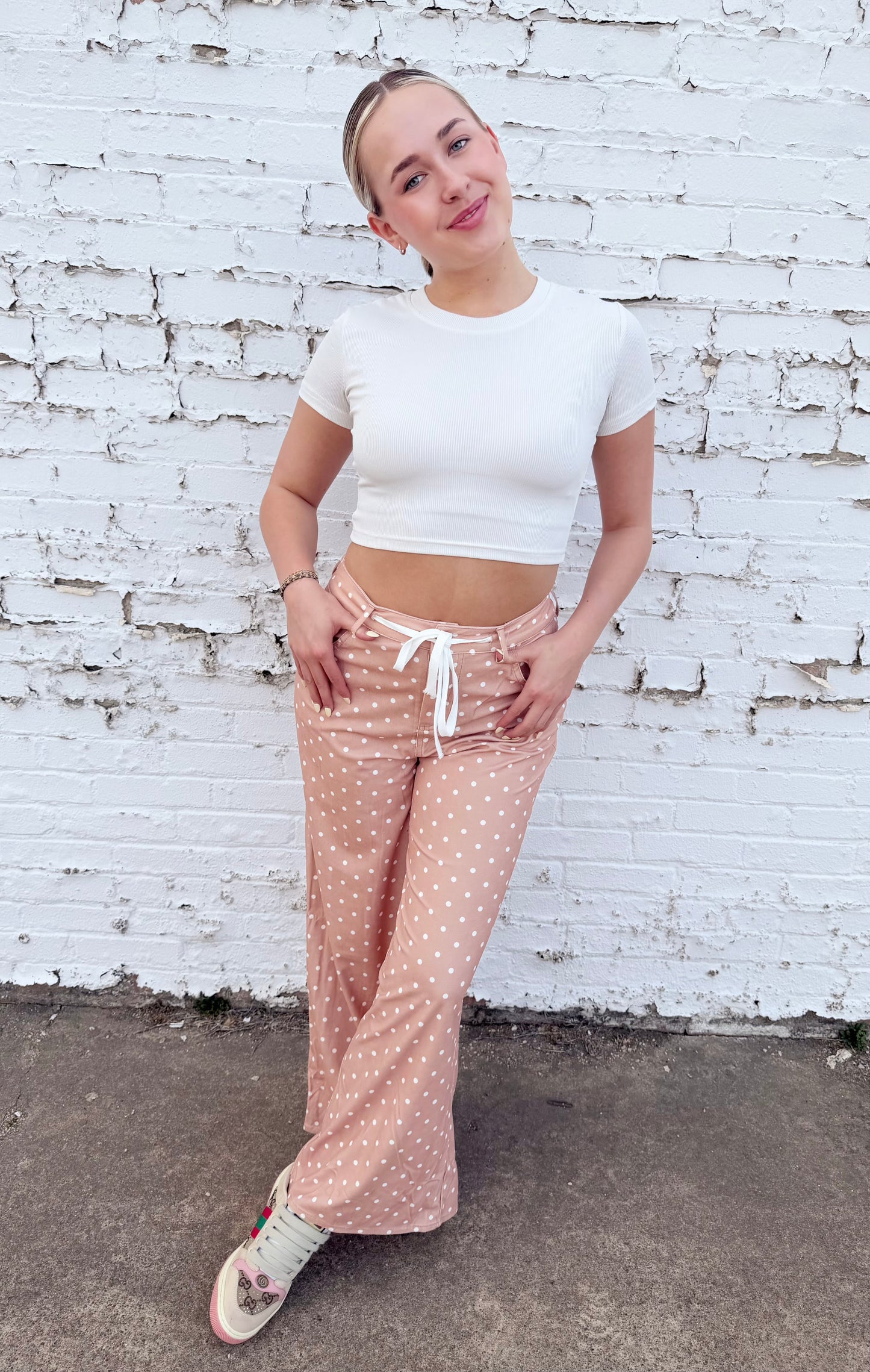 Polka Dot Print Drawstring Pant