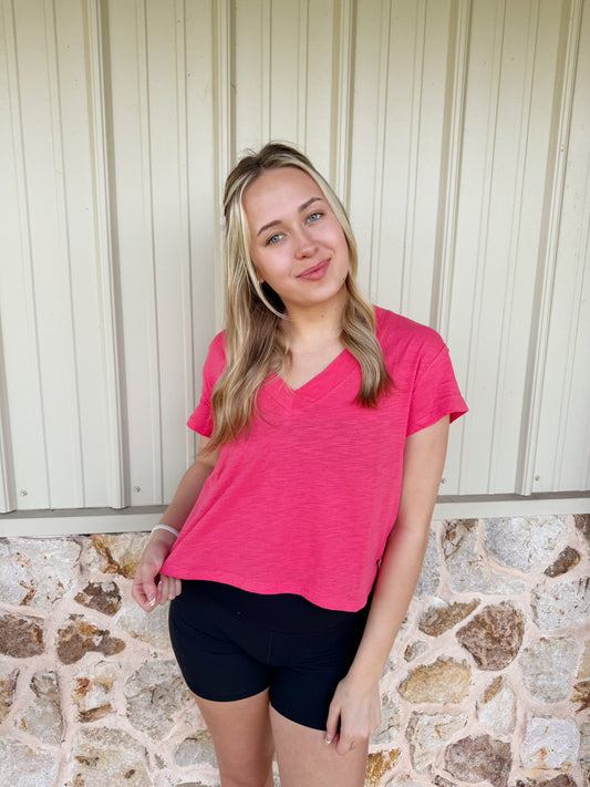 Coral Til V-neck Baby Top